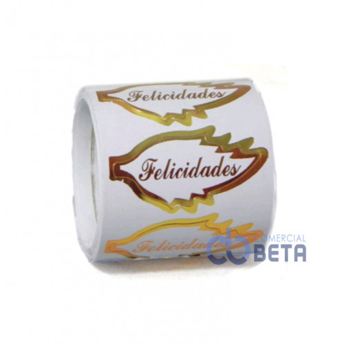 ETIQUETA COMEMORATIVA - FELICIDADES - cod 1009/ouro